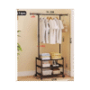 Organize in Style – Heavy-Duty Double-Rod Stainless Steel Garment Rack with Storage Shelves