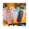 1-Liter Motivational Water Bottle with Time Marker & Golden Cap – Frosted Gradient Design | Leak-Proof & BPA-Free
