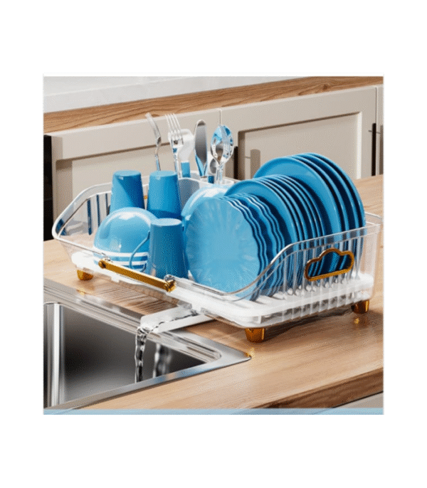 Premium Kitchen Dish Drying Rack with Automatic Drainage – Space-Saving Countertop Organizer for Utensils, Plates & Cups