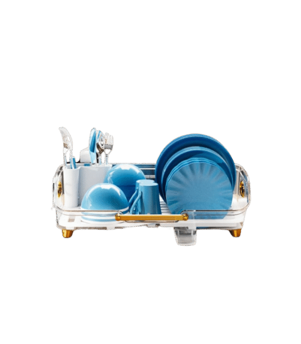 Premium Kitchen Dish Drying Rack with Automatic Drainage – Space-Saving Countertop Organizer for Utensils, Plates & Cups